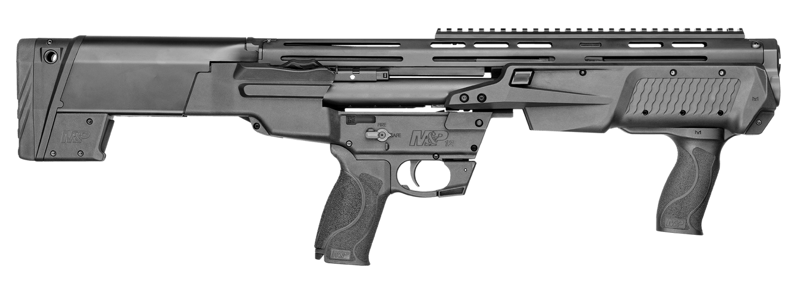 Smith & Wesson 12490 M&P Bullpup 12 Gauge Pump 3" 7+1 (2.75") 19" Black Oxide Smooth Bore/Threaded Barrel, Matte Black Receiver, Black Fixed Bullpup Stock, Black w/Interchangeable Backstrap Grip