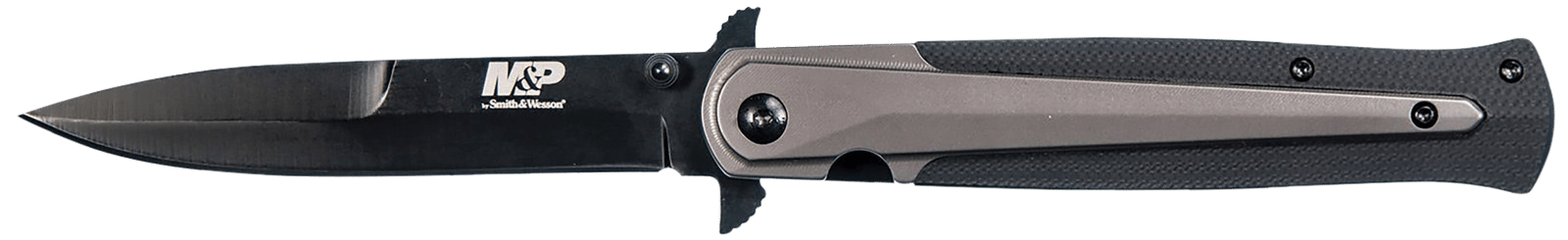 Smith & Wesson Knives 1085899 M&P Tactical Stiletto 4" Folding Spear Point Plain Stainless Steel Blade FRN Black/FDE Includes Pocket Clip