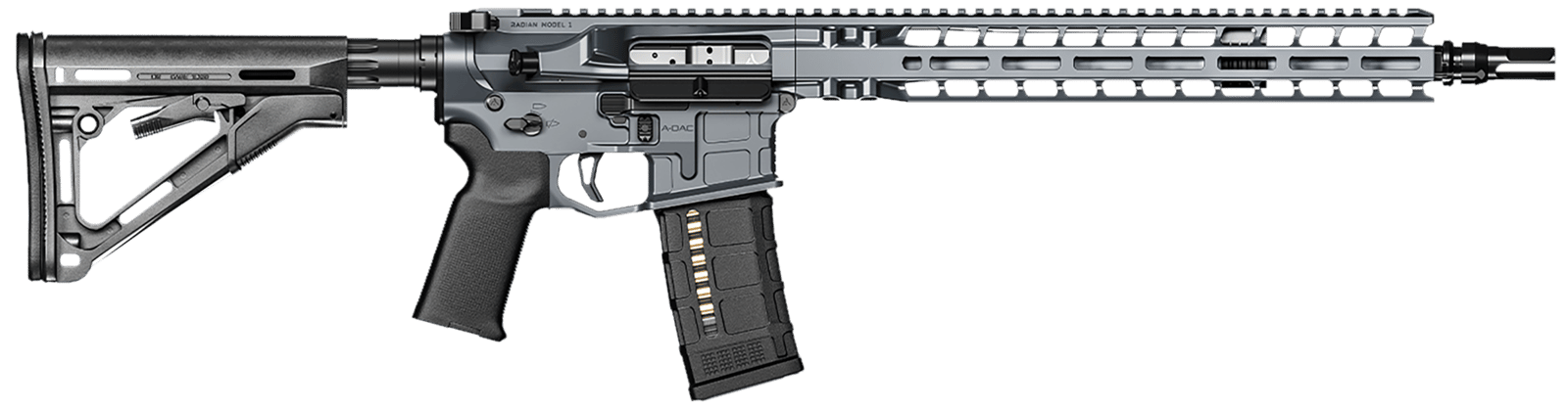 Radian Weapons R0038 Model 1 Carbine 223 Wylde 30+1 14.50" Pinned & Welded Barrel, Radian Gray Billet Rec/M-Lok Handgaurd, Magpul Grip & CTR Stock, Ambi Controls, Mid-Length Gas