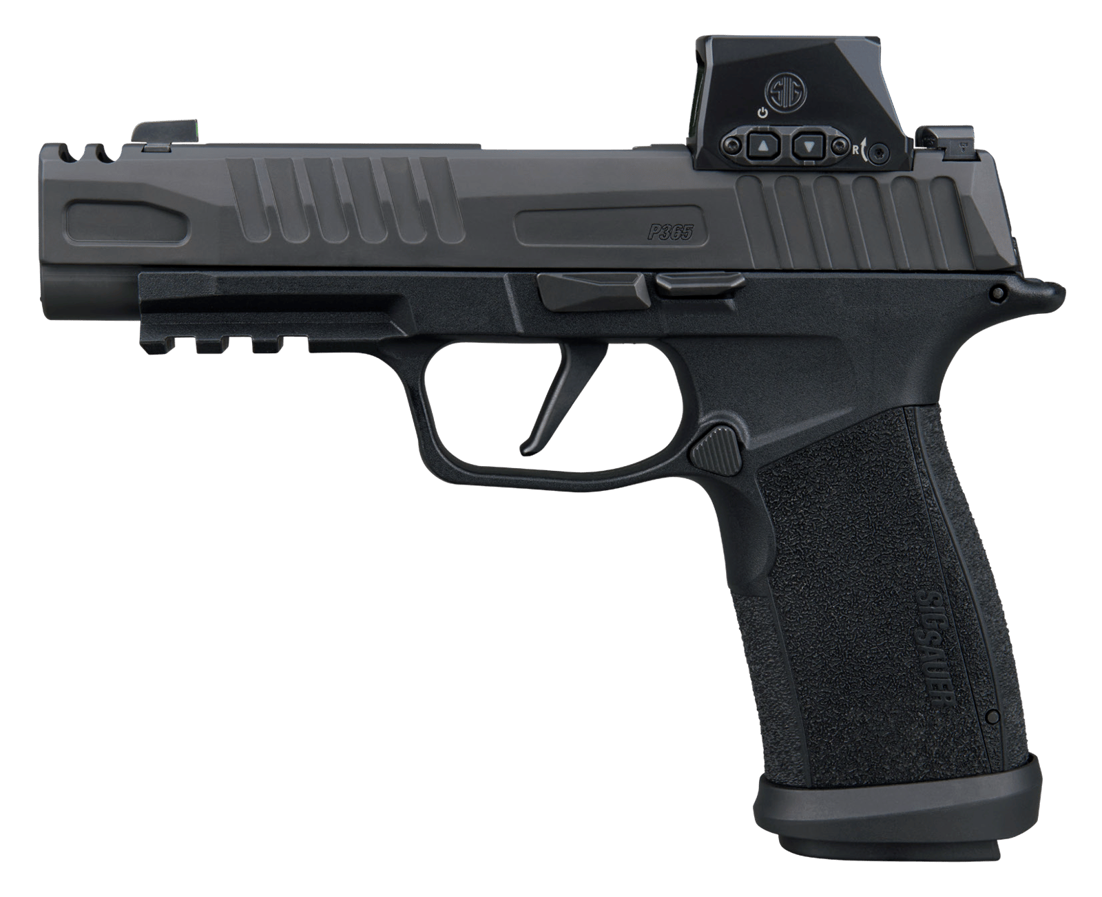 Sig Sauer 365XF9COMPRXSL P365 Fuse COMP 9mm Luger 21+1 3.70" Black Barrel, Black Nitron Stainless Steel Integrated Compensator/Optic Ready/Serrated Slide, Black Stainless Steel Frame w/Beavertail & Pi