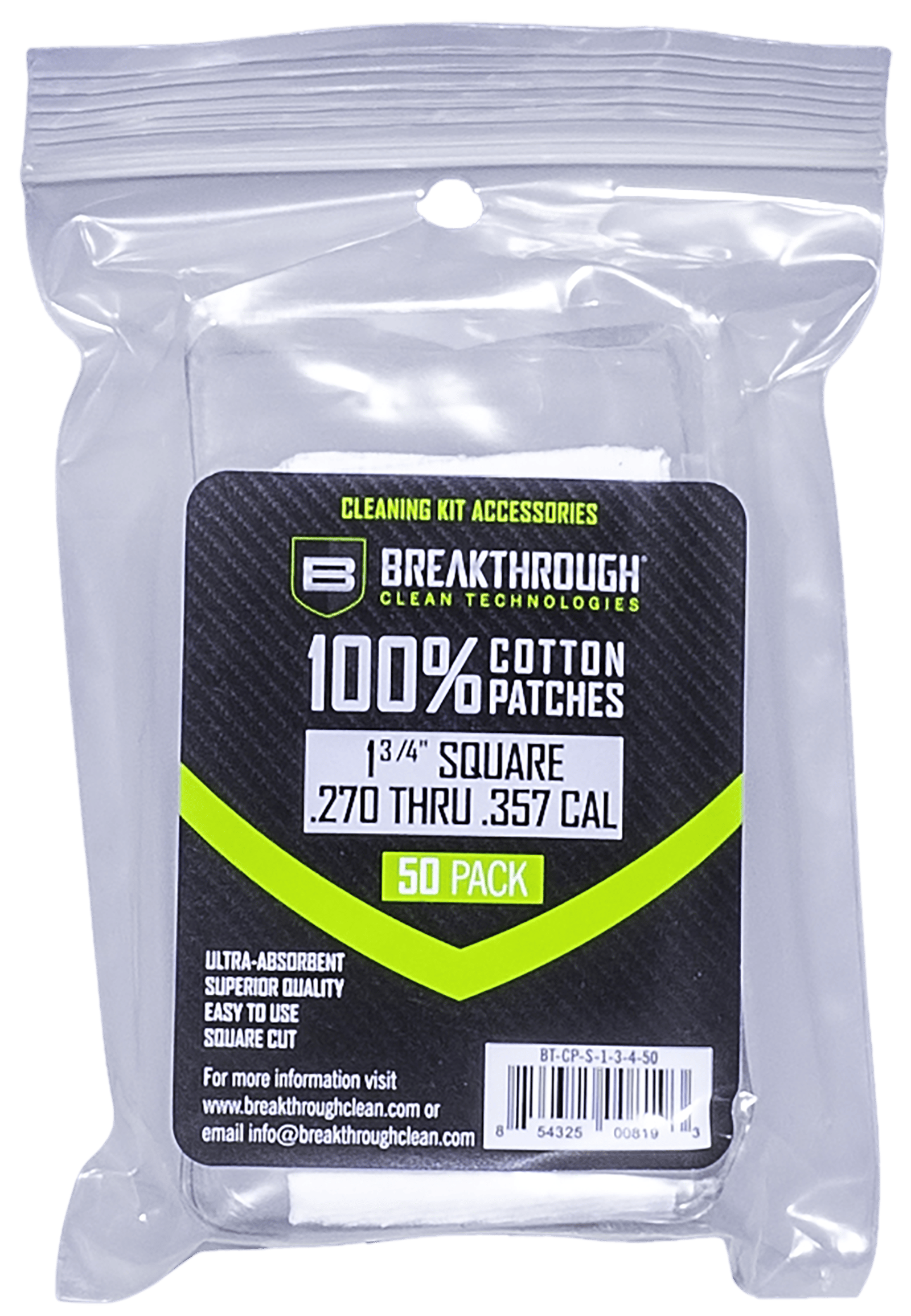 Breakthrough Clean BTCPS13450 Square Patches 270/357 Cal 1.75" 50 Pack