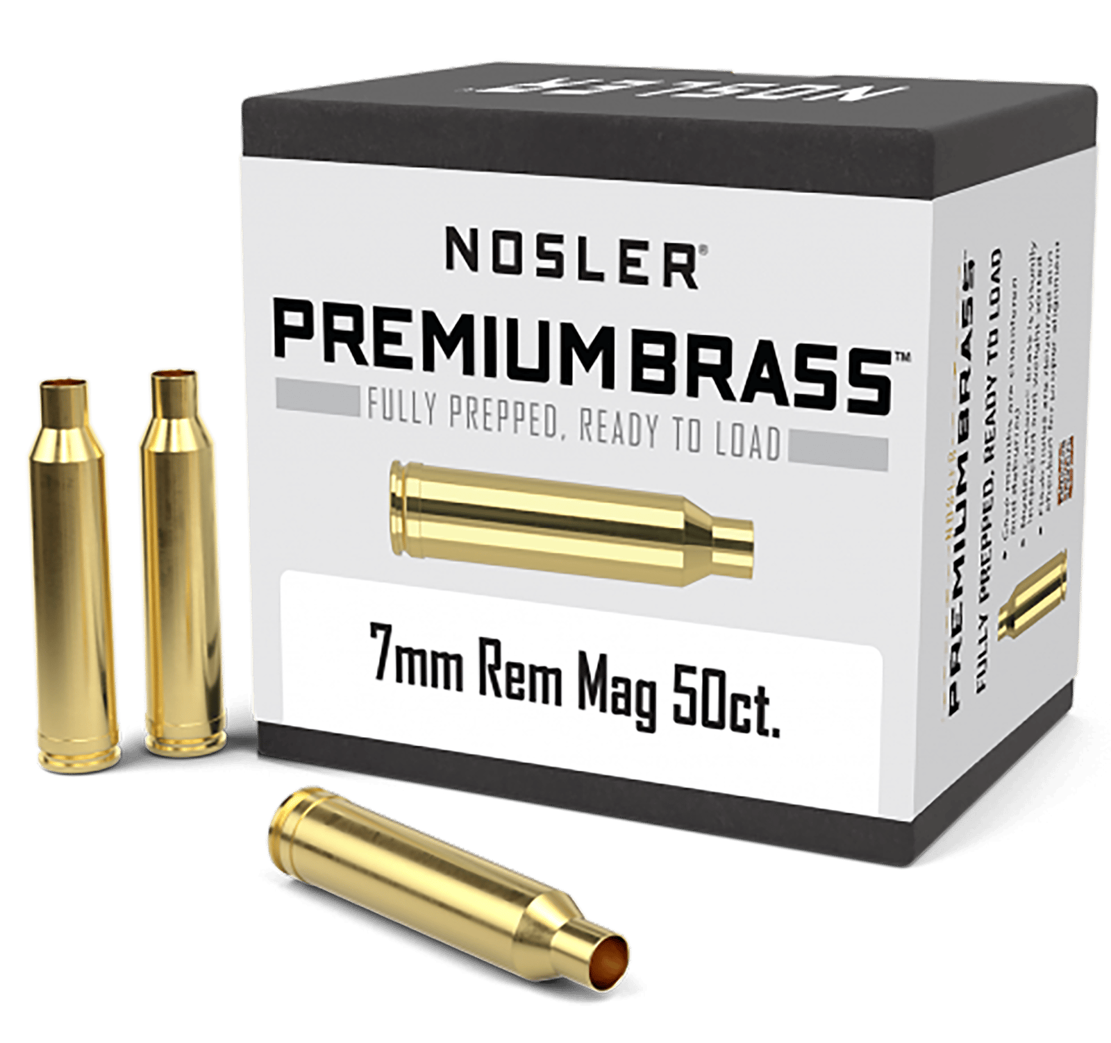 Nosler 10185 Premium Brass Unprimed Cases 7mmRemMag Rifle Brass 50/Box