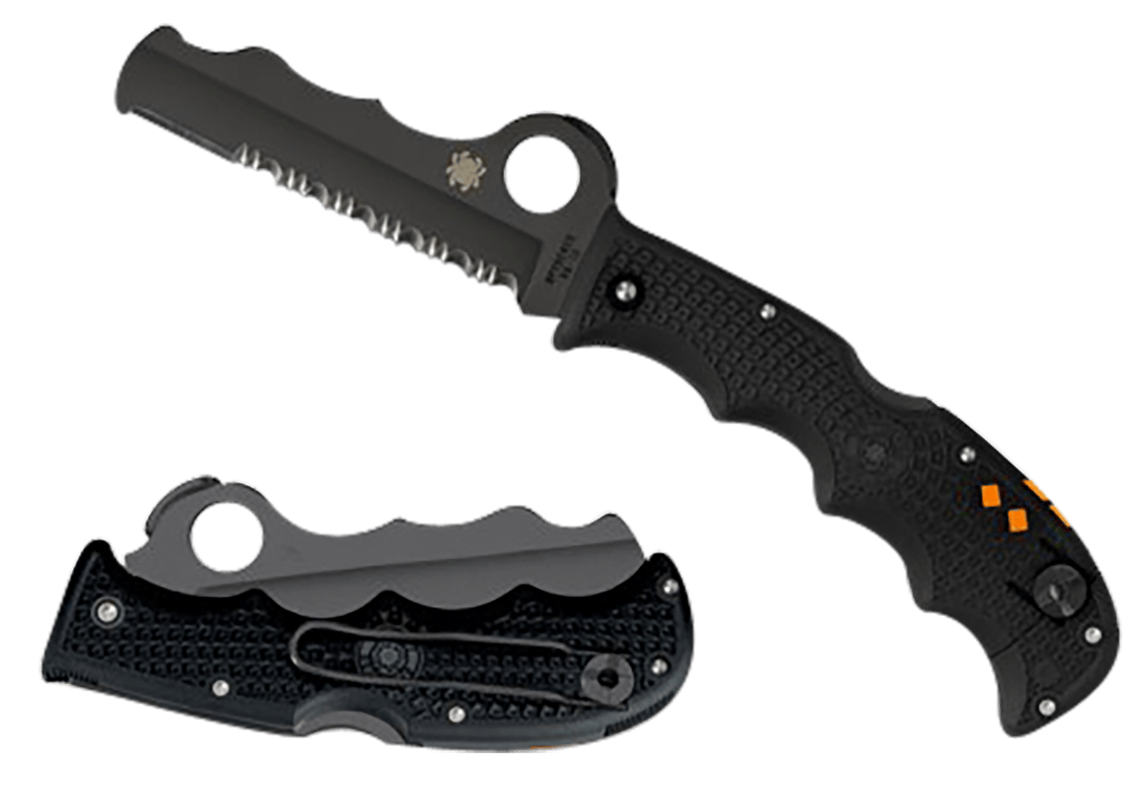 Spyderco C79PSBBK Assist Lightweight 3.69" Folding Part Serrated Black DLC VG-10 SS Blade/Black Textured FRN Handle Includes Glass Breaker/Pocket Clip