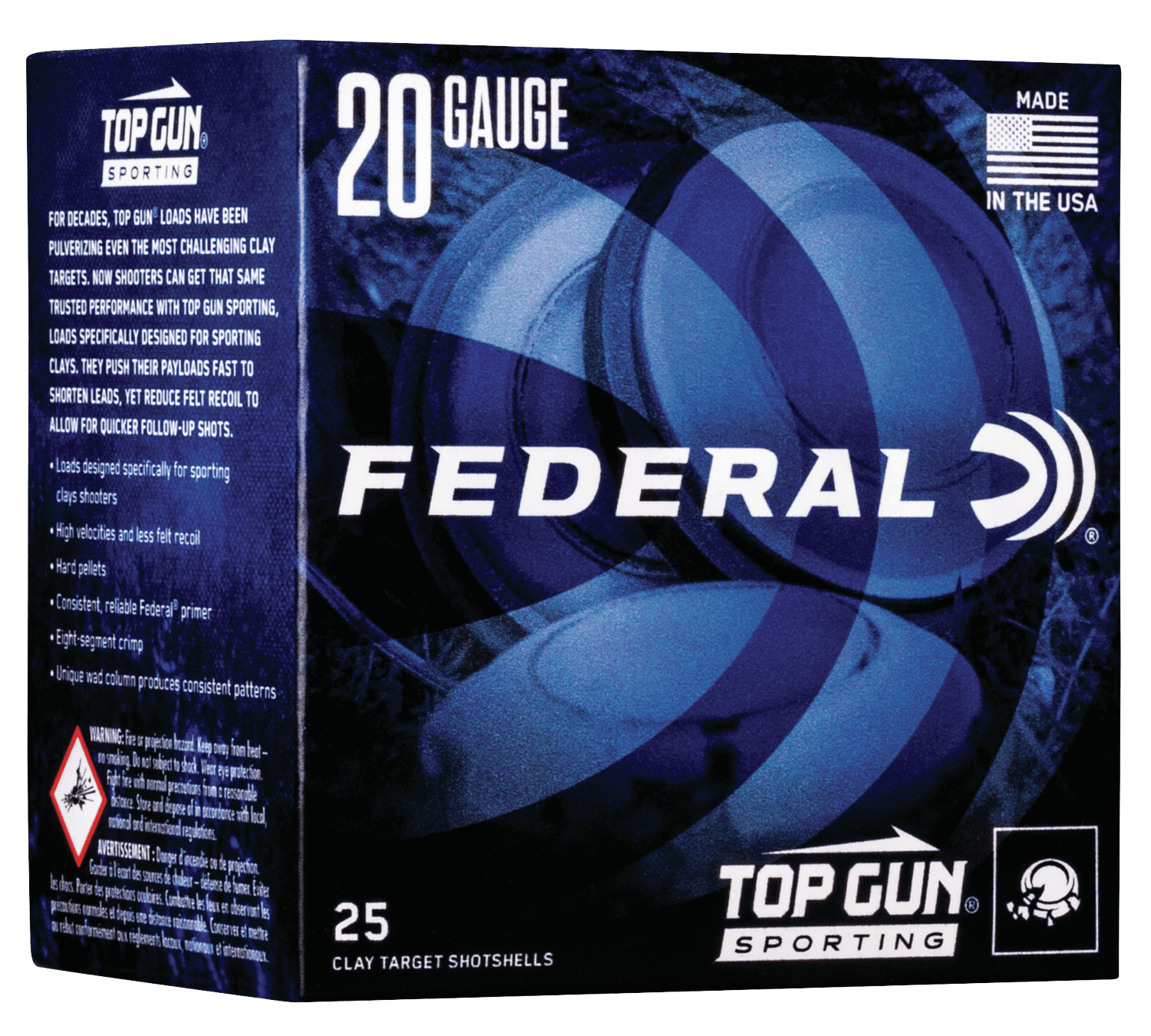 Federal TGS2248 Top Gun  20Gauge 2.75" 7/8oz 8Shot 25 Per Box/10 Case