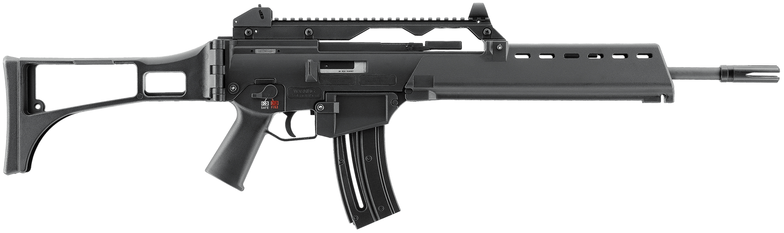 HK 81000994 G36  22 LR 20+1 18.13" Black Barrel w/Flash Suppressor, Black Receiver w/Picatinny Rail, Black Folding Synthetic Stock, Black Polymer Grip