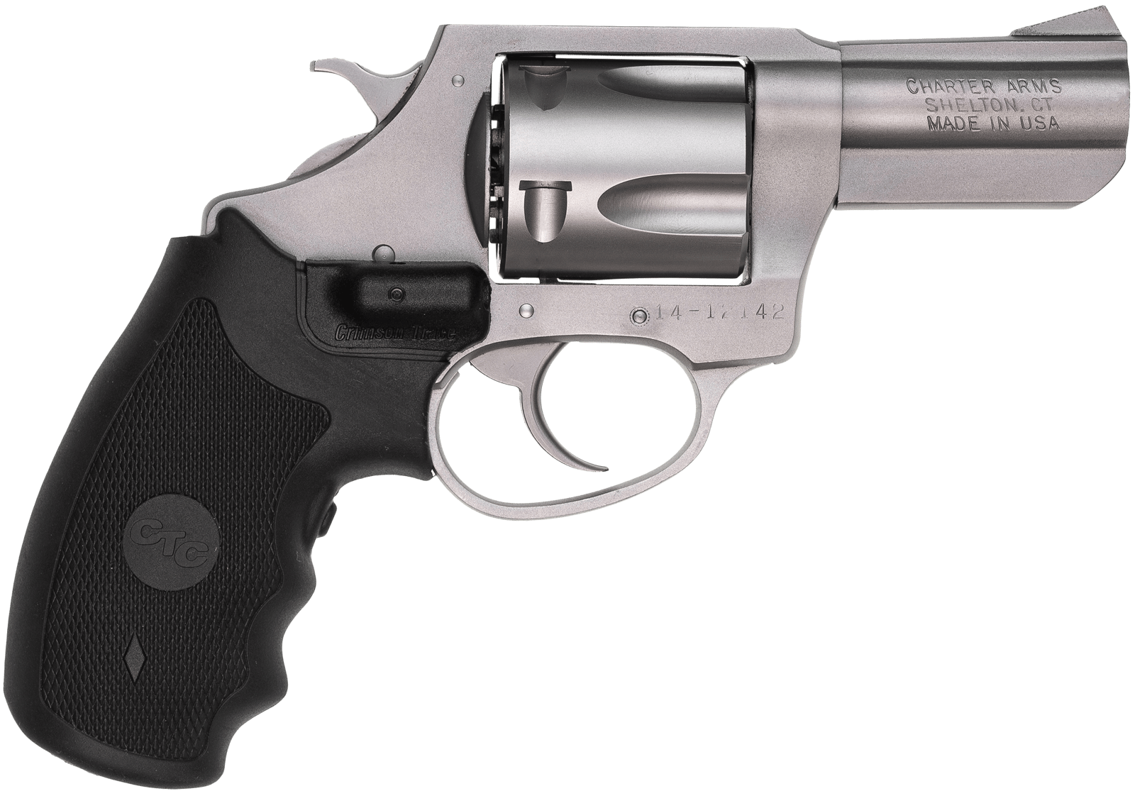 Charter Arms 74424 Bulldog  Large 44 Special, 5 Shot 2.50" Matte Stainless Steel Barrel, Cylinder & Frame w/ Black Crimson Trace Laser Grip