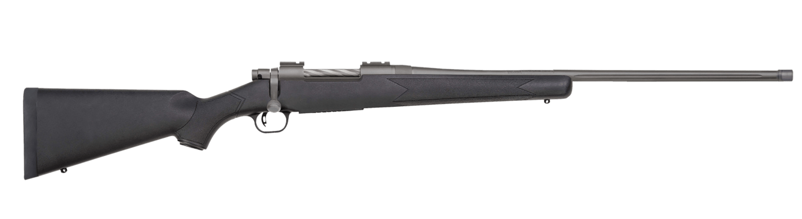 Mossberg 28259 Patriot  Full Size 450 Bushmaster 4+1 20" Stainless Cerakote Fluted Threaded Barrel, Drilled & Tapped Stainless Cerakote Receiver, Black Fixed Synthetic Stock