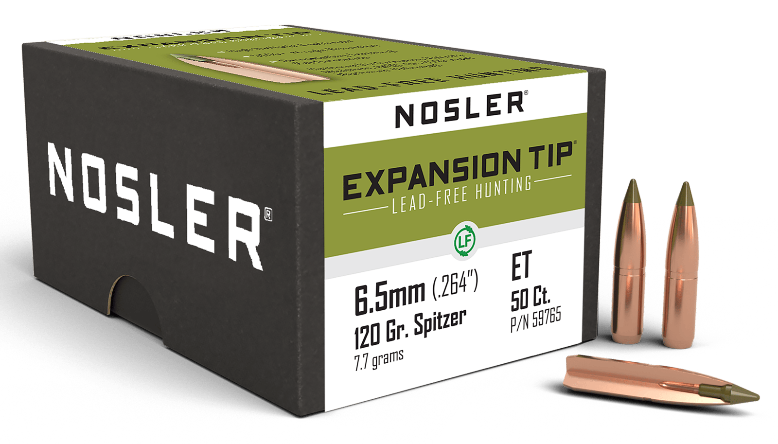 Nosler 59765 E-Tip  6.5Creedmoor 120gr Spitzer 50/Box