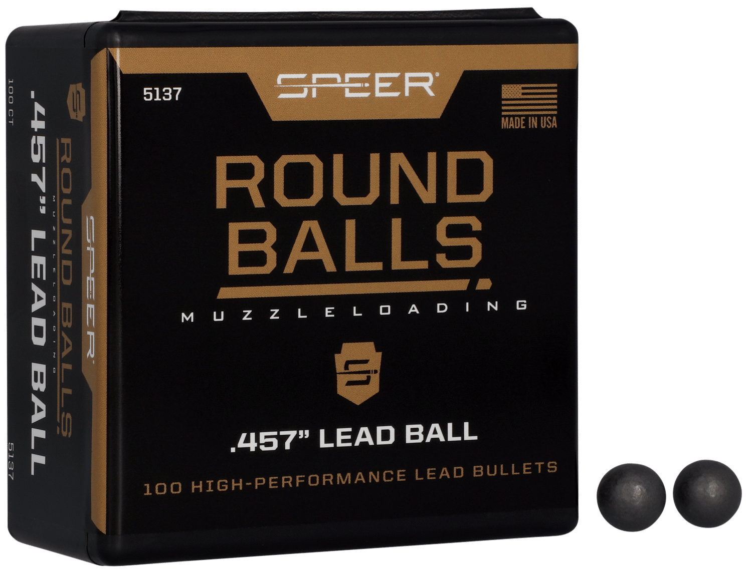 Speer 5137 Lead Balls  45Cal Lead Ball 143gr 100 Per Box/5 Case