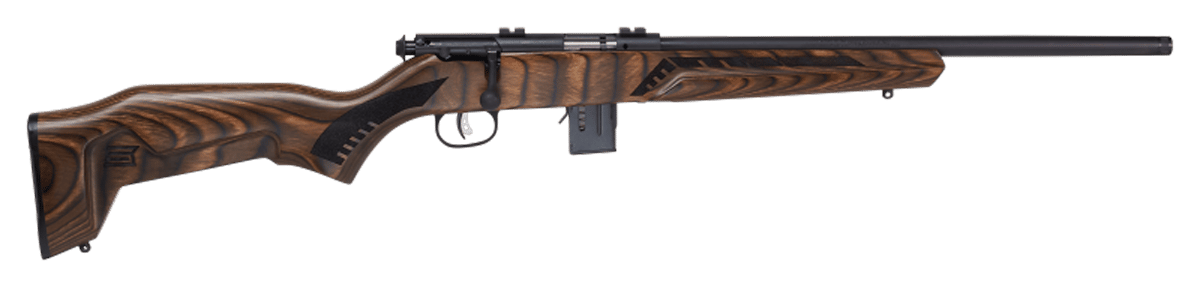 Savage Arms 96637 93R17 Minimalist Full Size 17 HMR 10+1 18" Matte Black Threaded Carbon Steel Sporter Barrel, Matte Black Carbon Steel Receiver, Boyd's Minimalist Natural Brown Laminate Stock, Right