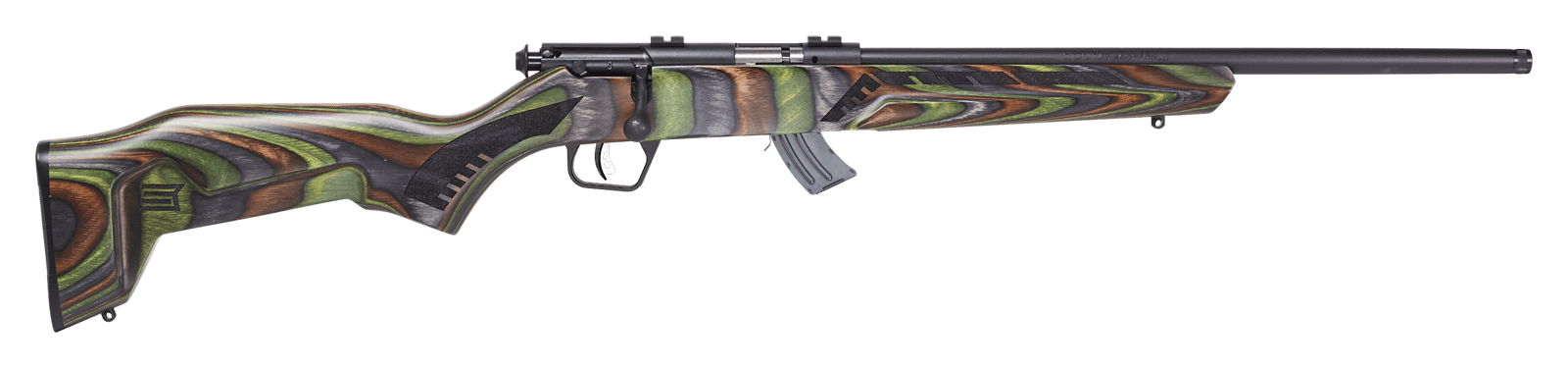 Savage Arms 26736 Mark II Minimalist Full Size 22 LR 10+1 18" Matte Black Threaded Barrel, Matte Black Drilled & Tapped Carbon Steel Receiver, Green Boyd's Minimalist Laminate Stock, Right Hand
