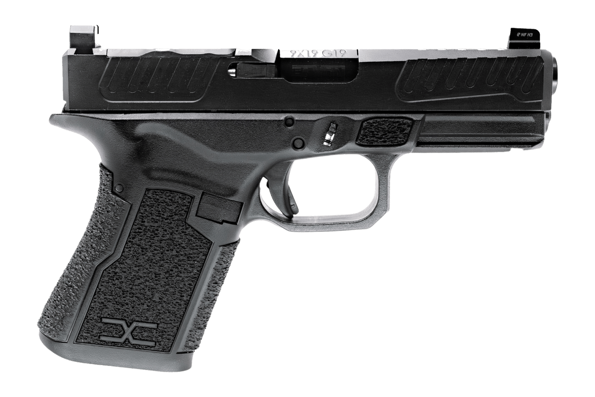 Faxon Firearms FX19D02 FX-19 Duty Gen 2 Compact Frame 9mm Luger Black DLC Stainless Steel Optic Ready/Serrated Slide, Black Polymer Frame w/Picatinny Rail, Black Textured Grip