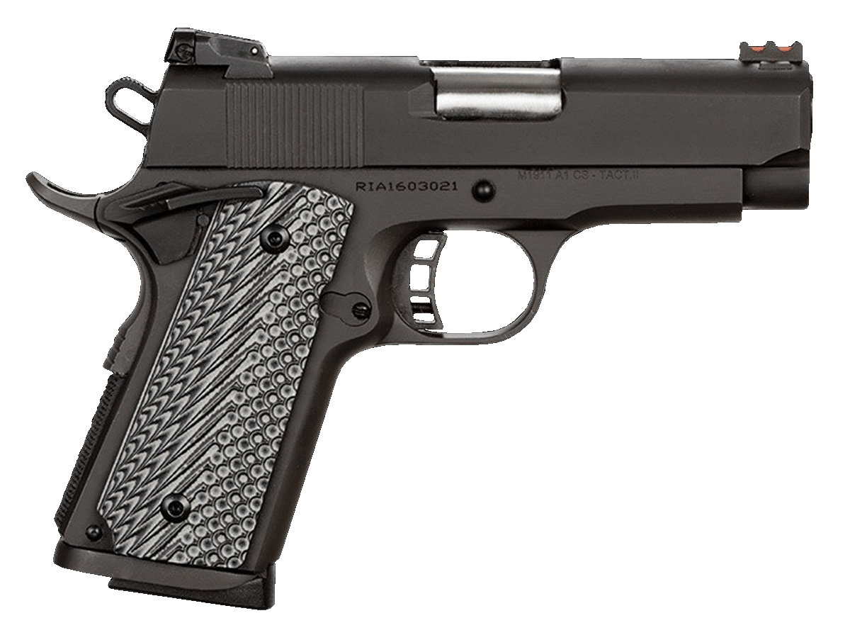 Rock Island 51585 Rock Ultra CS-L 45 ACP Caliber with 3.60" Barrel, 7+1 Capacity, Black Anodized Finish Aluminum Beavertail Frame, Serrated Black Parkerized Steel Slide & Black/Gray G10 Grip