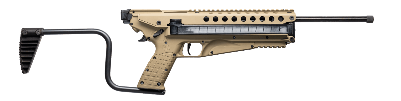 Kel-Tec R50TAN R50  5.7x28mm 50+1 16.10" Threaded Barrel, Tan Receiver & Polymer Grip, Side-Folding Stock, Adjustable Sights, QD Sling Mount