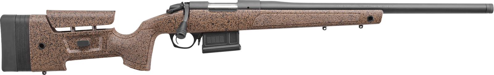 Bergara Rifles B14S3514C B-14 HMR 22 Creedmoor 5+1 20" Graphite Black Cerakote Threaded Barrel & Drilled & Tapped Receiver, Tan w/Black Flecks Adj Cheek & LOP Mini-Chassis Synthetic Stock, Right Hand