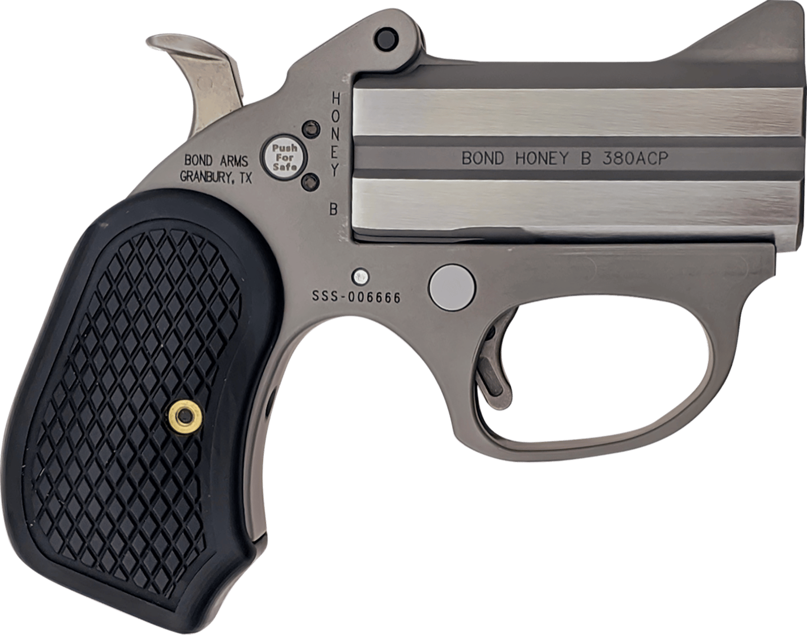 Bond Arms BAHB Honey B Stinger RS 38 Special 2rd Shot 3" Matte Stainless Steel Frame Black Extended B6 Resin Grips Right Hand