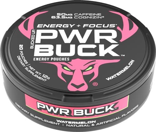 BUCKED UP PWR BUCK ENERGY POUCHES 5 CAN ROLL WATERMELON