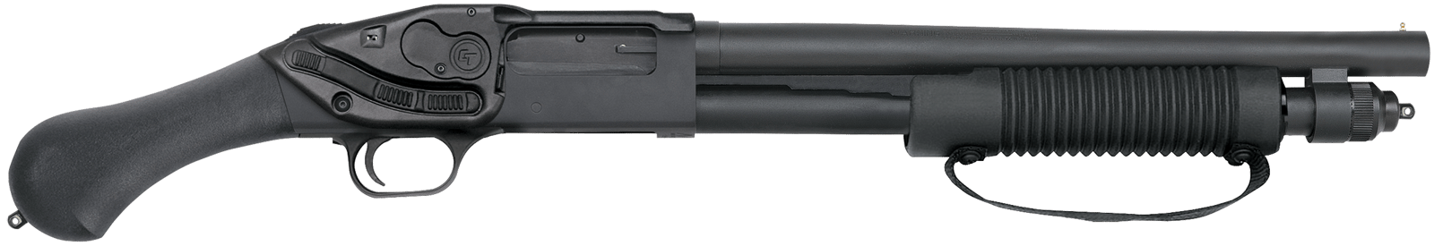Mossberg 50638 590 Shockwave 12 Gauge Pump 3" 5+1 14.38" Matte Blued Heavy-Walled Barrel, Drilled & Tapped Matte Blued Stainless Steel Receiver, Black Raptor Birdshead Grip, Crimson Trace Lasersaddle