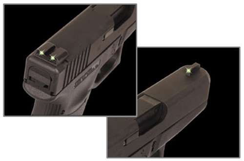TruGlo TG231G2 Tritium  Green Tritium Front & Rear/Black Nitride Fortress Frame, Compatible w/Most Glock Except MOS 45 ACP/10mm Auto, Front Post/Rear Dovetail Mount