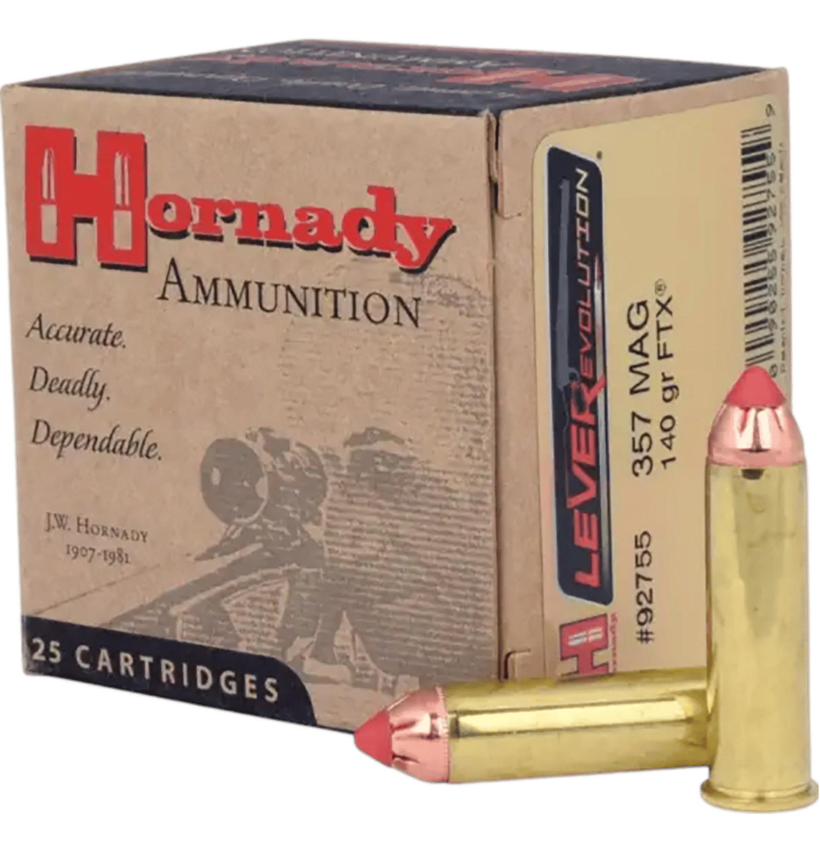 Hornady 92755 LEVERevolution  357Mag 140gr Hornady Flex Tip eXpanding 25 Per Box/10 Case