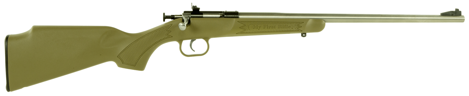 Crickett KSA2243 My First Rifle  Youth 22 LR 1rd 16.13" Stainless Steel Barrel, Blued Drilled & Tapped Receiver, Desert Tan w/Webbing Fixed Synthetic Stock, Right Hand