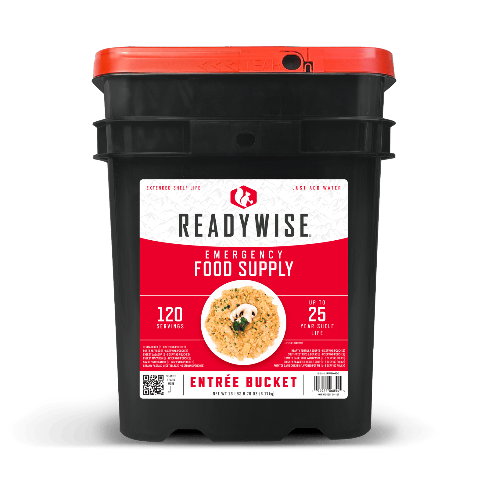 ReadyWise RW01120 Grab N Go Bucket Freeze Dried Entrees 120 Servings Per Bucket