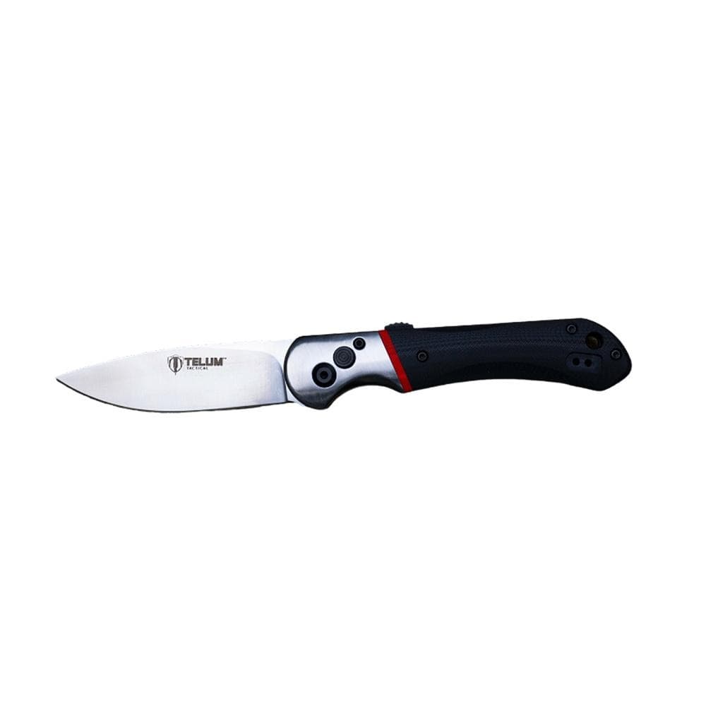 Telum Tremor Tactical Automatic Knife 3-1/2" Drop Point Blade Black