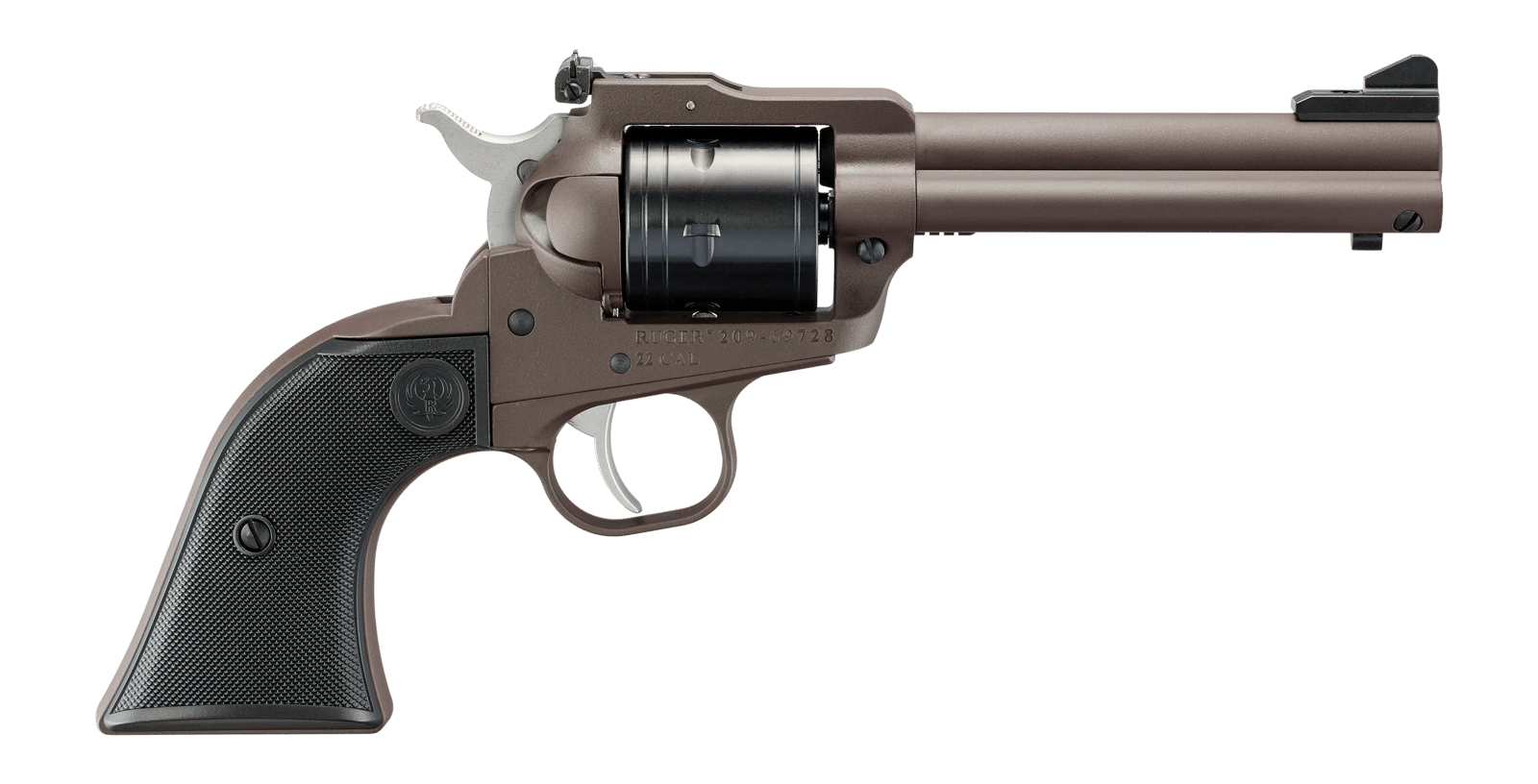 Ruger 2071 Super Wrangler 250th Anniversary 22 LR/22 WMR 6 Shot 4.62" Dark Bronze Cerakote Steel Engraved Barrel, Steel Frame, Checkered Synthetic Grip, Transfer Bar Safety, Exposed Hammer