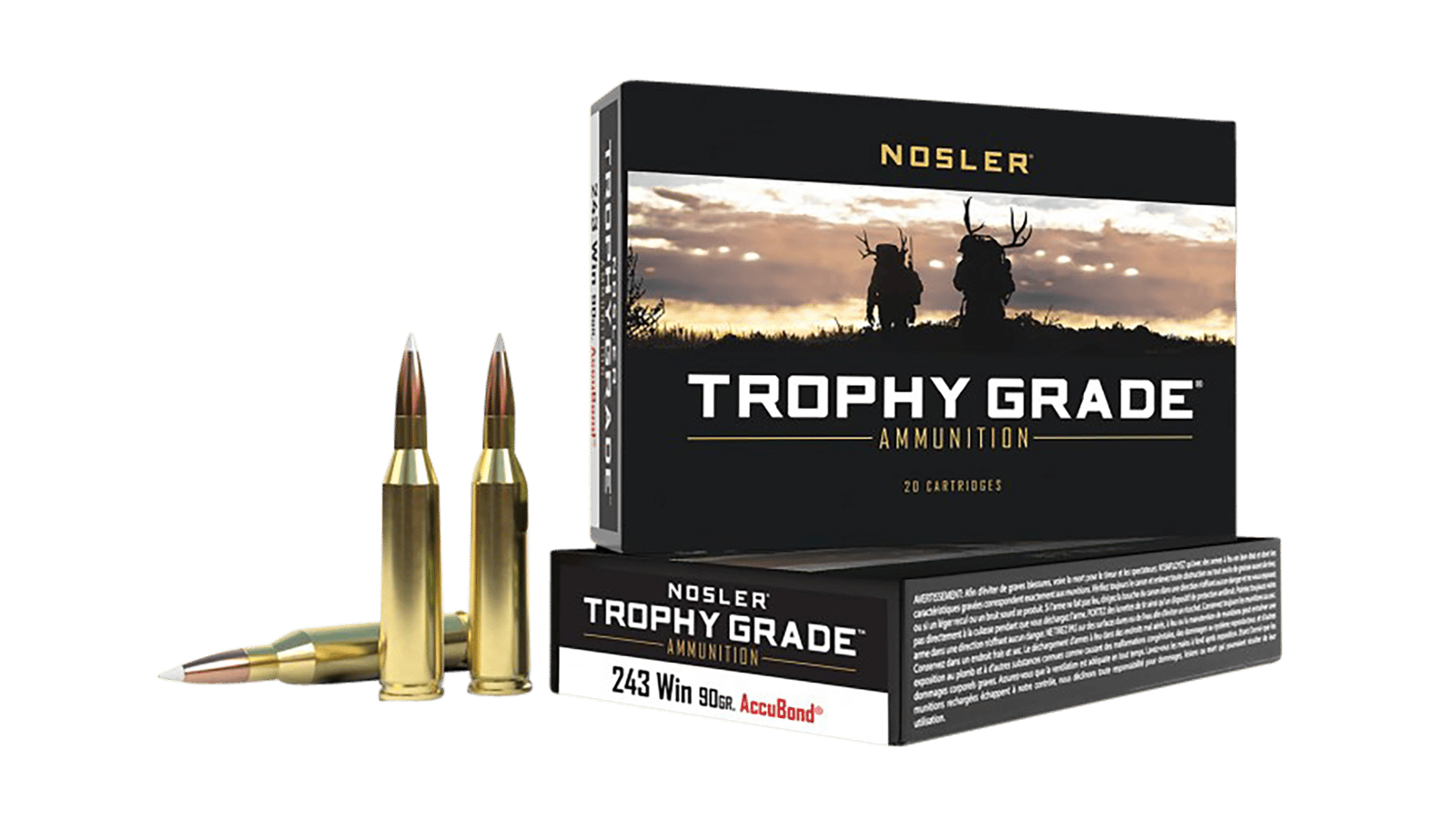 Nosler 48263 Trophy Grade  243Win 90gr Nosler AccuBond 20 Per Box/10 Case