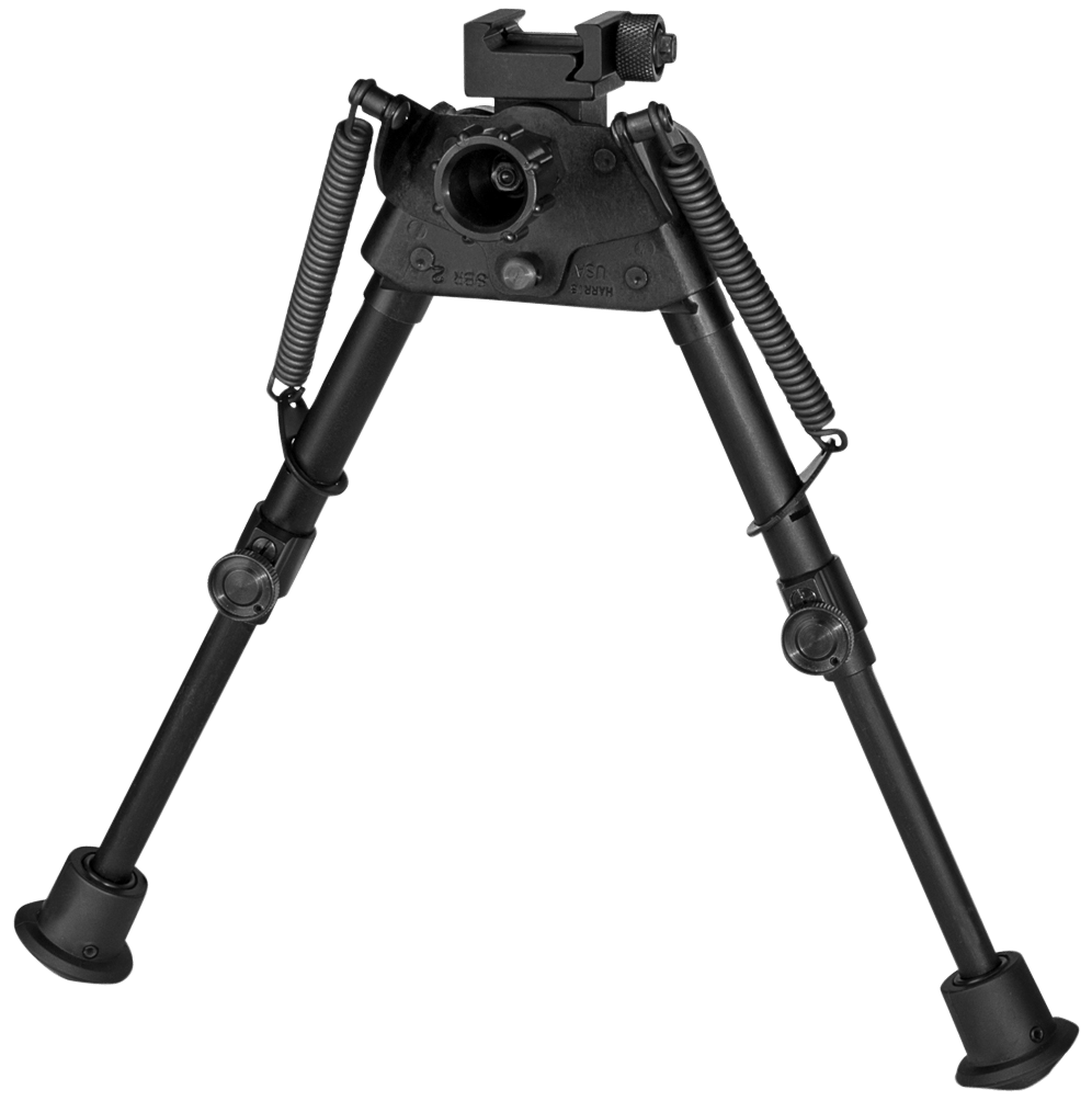Harris Bipods S-BR2P Swivel BR Picatinny, 6-9", Black Steel/Aluminum, Self Leveling Legs, Rubber Feet