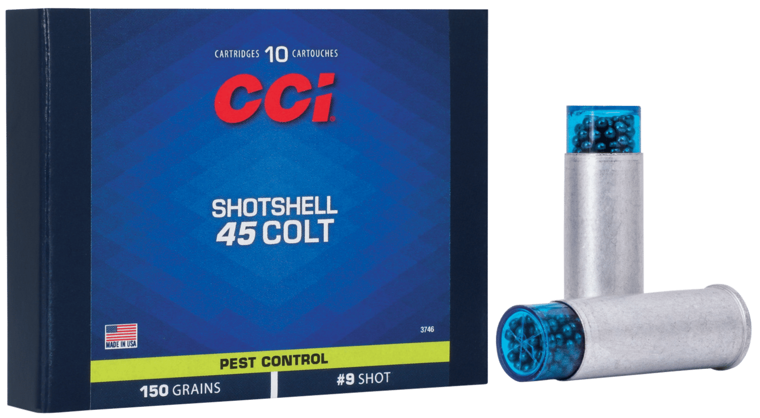 CCI 3746 Pest Control Shotshell 45Colt 150gr #9Shot 10 Per Box/20 Case