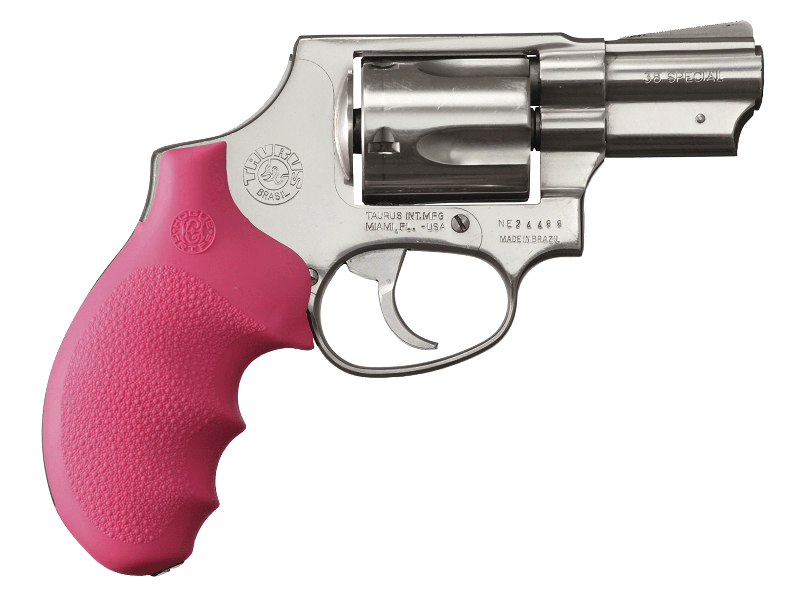 Hogue 67007 OverMolded Monogrip Cobblestone Pink Rubber with Finger Grooves for Taurus 85