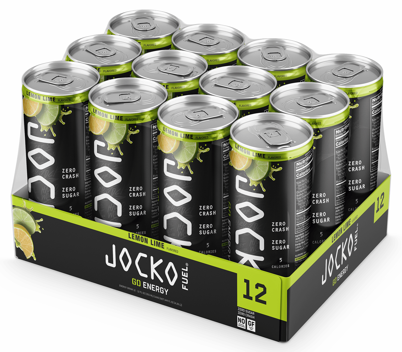 Jocko Fuel 29006 Lemon Lime Energy Drinks 12oz 12Pack