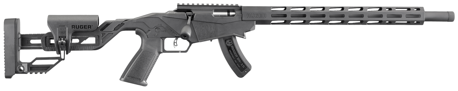 Ruger 8400 Precision Rimfire  Full Size 22 LR 15+1 18" Black Threaded Barrel, Black Hard Coat Anodized Aluminum Receiver w/Picatinny Rail, 15" M-LOK Handguards, Black Synthetic Adj Quick-Fit Precision