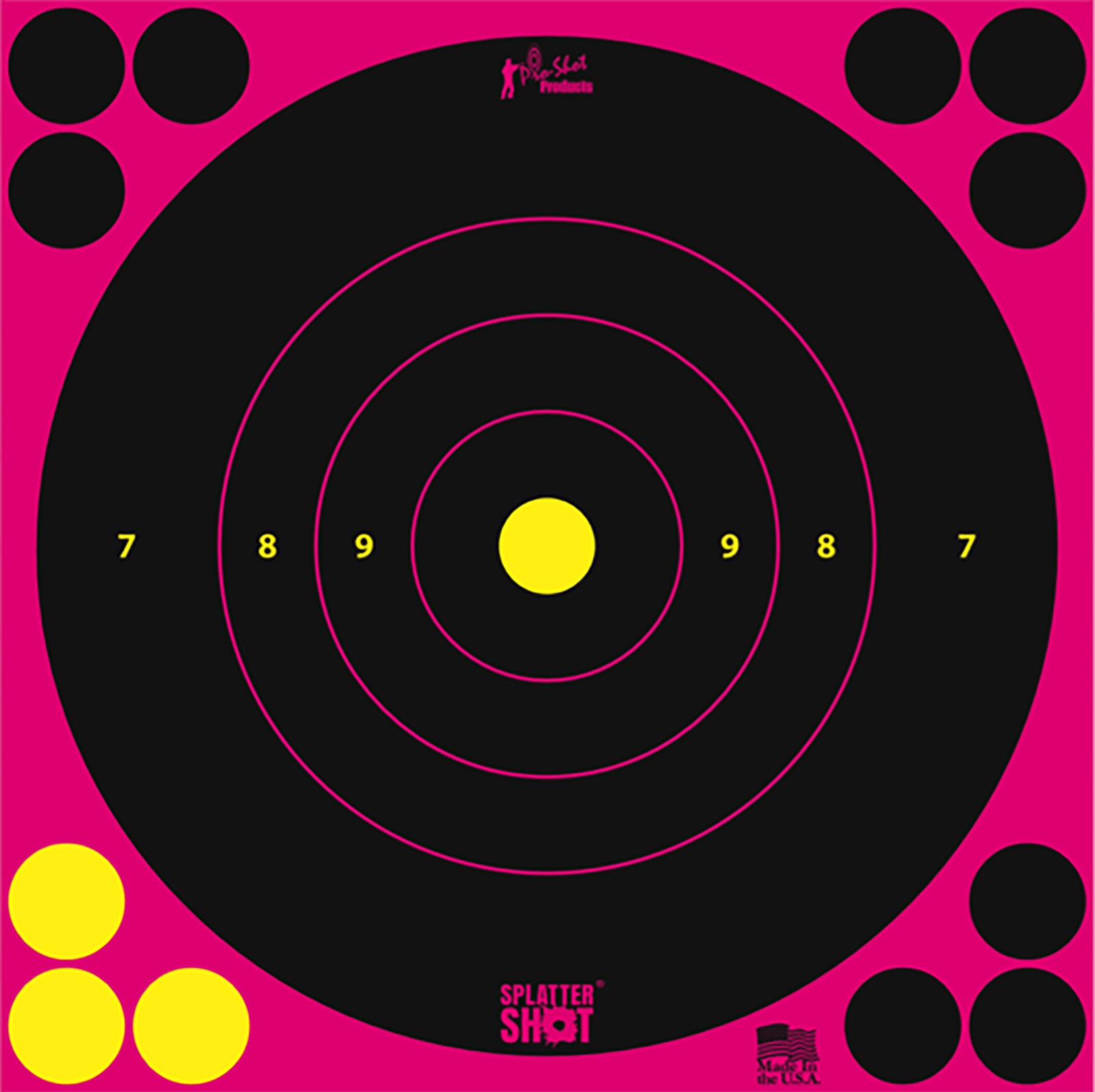 Pro-Shot 8BPINK6PK SplatterShot  Self-Adhesive Paper Black/Pink 8" Bullseye 6 Pack