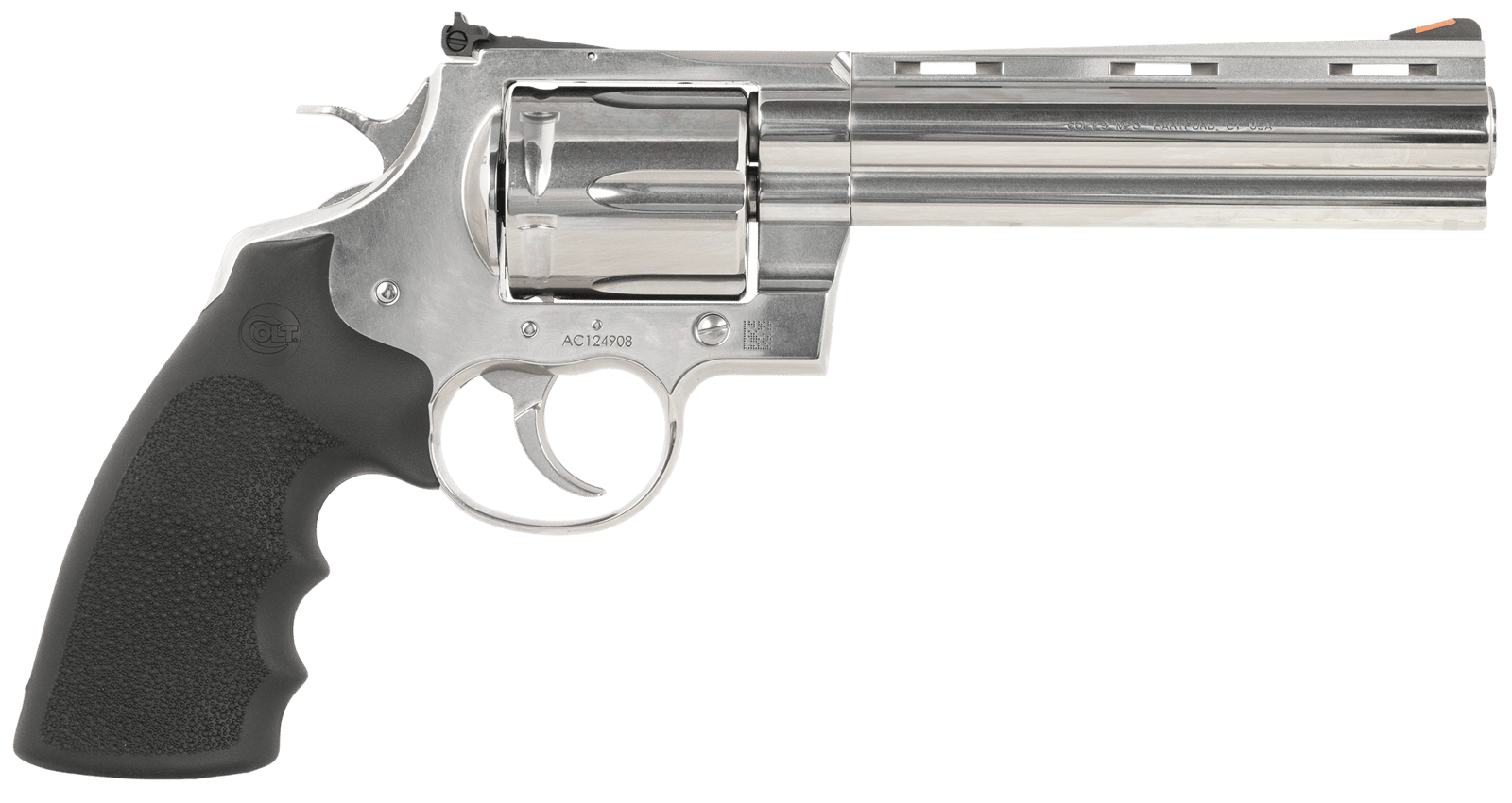 Colt Mfg ANACONDASP6RTS45C Anaconda  45 Colt (Long Colt) 6rd Shot 6" Stainless Vent Rib Barrel, Cylinder & Frame, Black Grip
