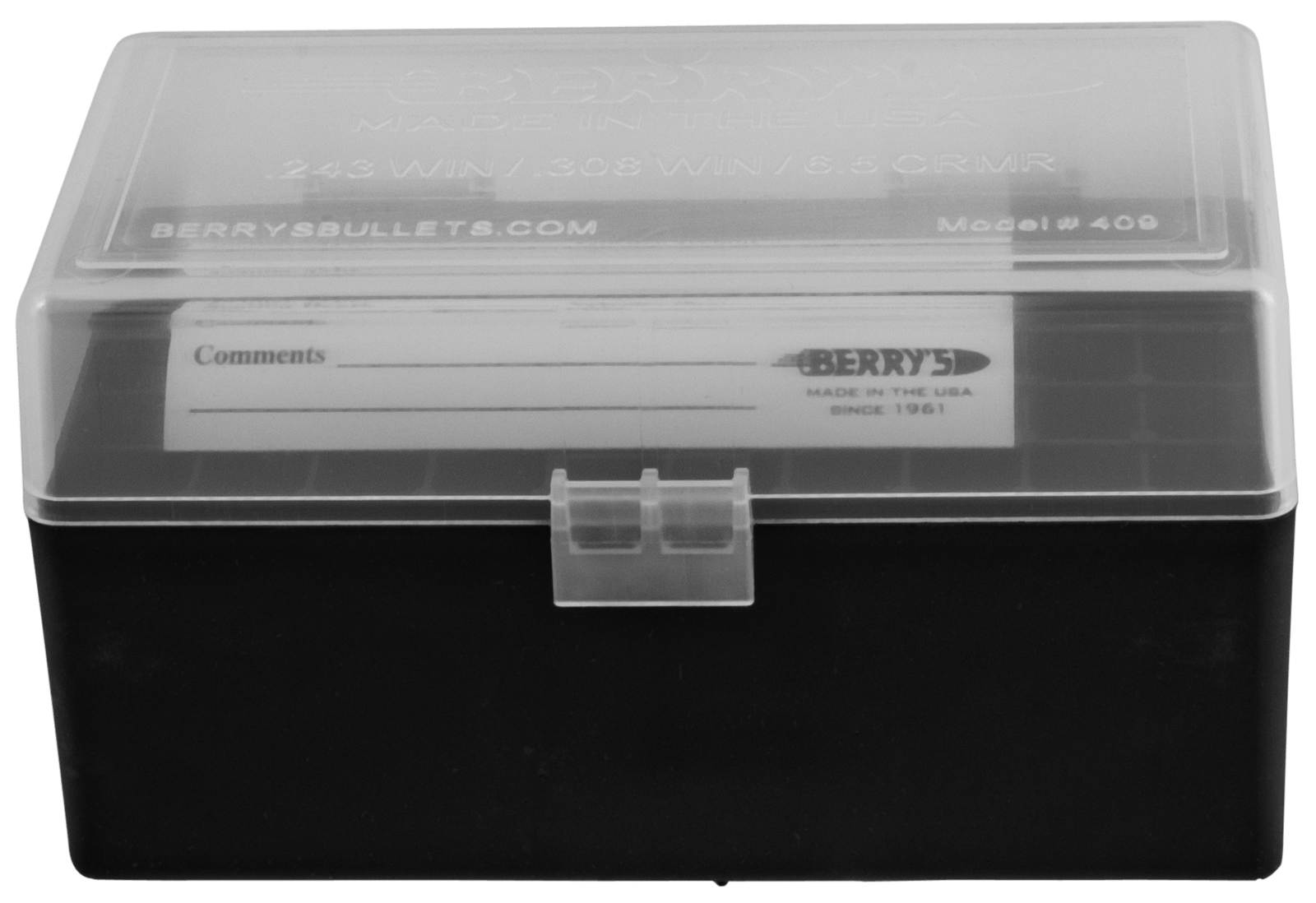 Berry's 79314 Ammo Box  243/308Win Clear/Black Polypropylene 50rd