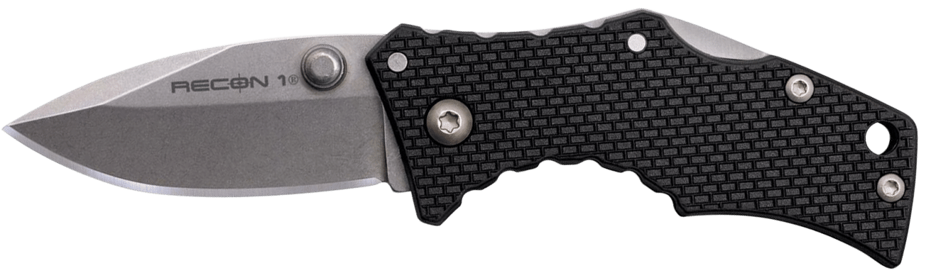 Cold Steel CS7DS Recon 1 Micro 2" Folding Spear Point Plain Stonewashed 4034 SS Blade/ Black Griv-Ex Handle Includes Pocket Clip