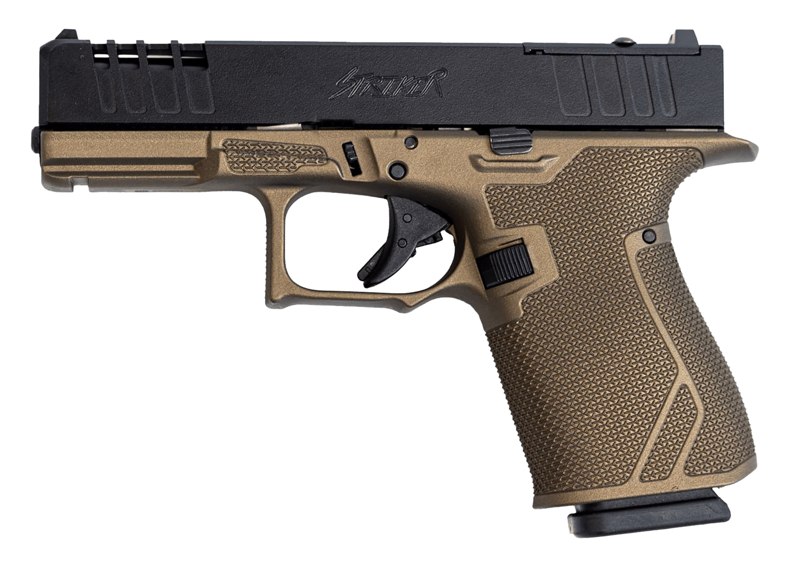 Great Lakes Firearms GL19BRZ Striker  Compact Frame 9mm Luger 15+1 4" Black Nitride Steel Barrel, Black Cerakote Serrated w/Slide Cuts Steel Slide, Bronze Cerakote Polymer Frame & Grip, Ambidextrous