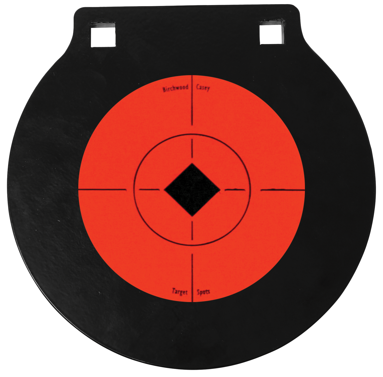 Birchwood Casey 47608 World of Targets Double Hole 6" Black/Orange AR500 Steel Circle w/Crosshair & Diamond Hanging