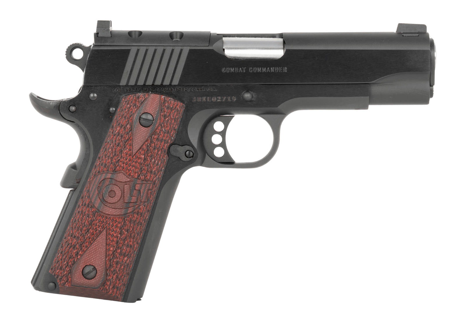 Colt Mfg O4943XEOR Commander Combat 38 Super 9+1 4.25" Stainless National Match Barrel, Blued Steel Optic Ready/Serrated Slide, Blued Aluminum Frame w/Beavertail, Black Cherry G10 Grips, Ambidextrous