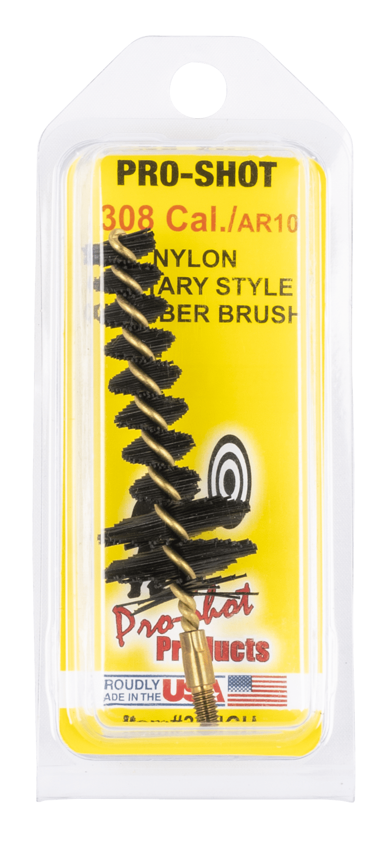 Pro-Shot 30NCH Chamber Brush Military Style .308/ 7.62mm Cal AR Platform #8-32 Thread Nylon Bristles Brass Core