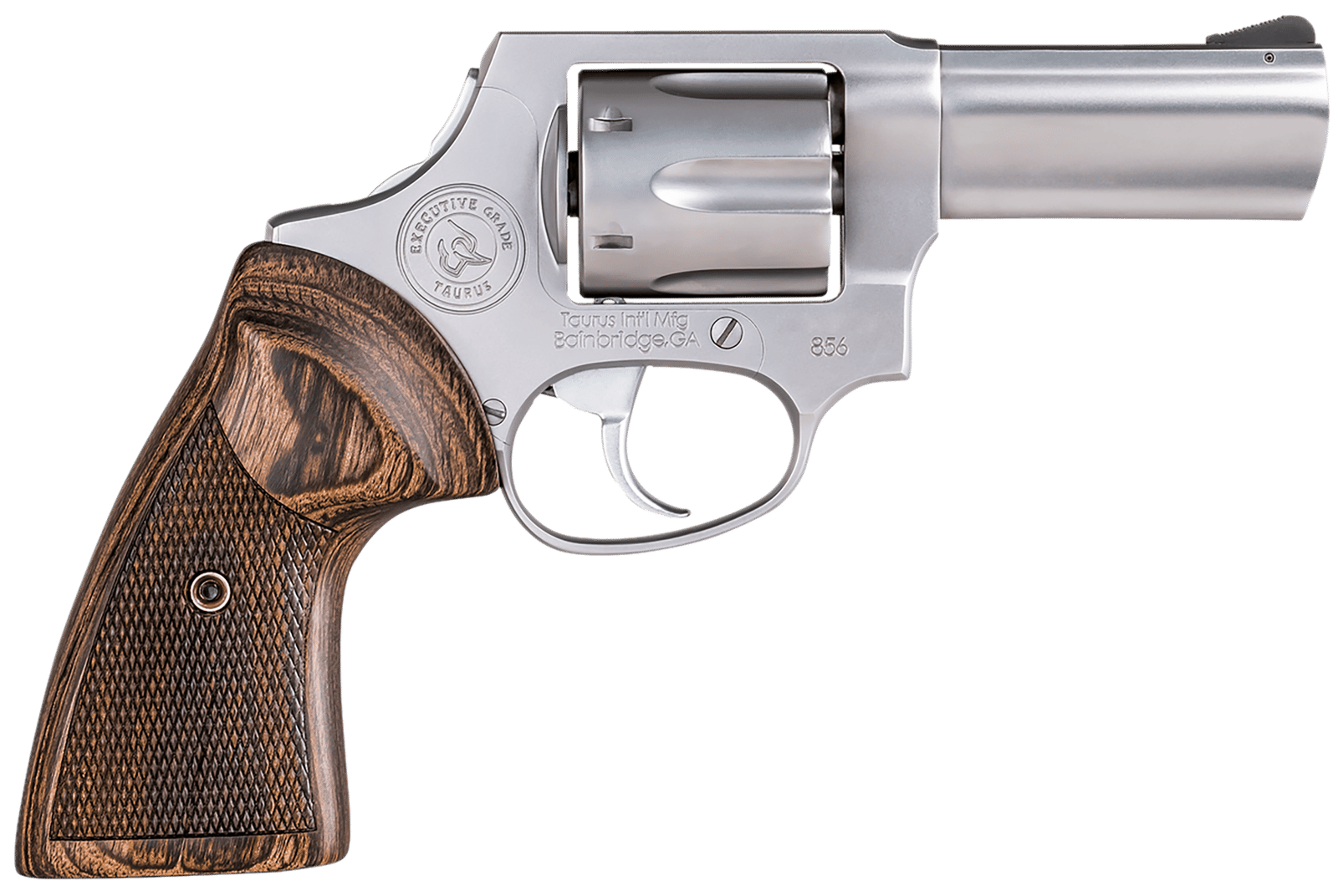 Taurus 2-856EX39CH 856 Executive Grade Small 38 Special +P 6 Shot 3" Satin Polished Stainless Steel Barrel, Cylinder & Frame, Altamont Wood Grip, Concealed Hammer