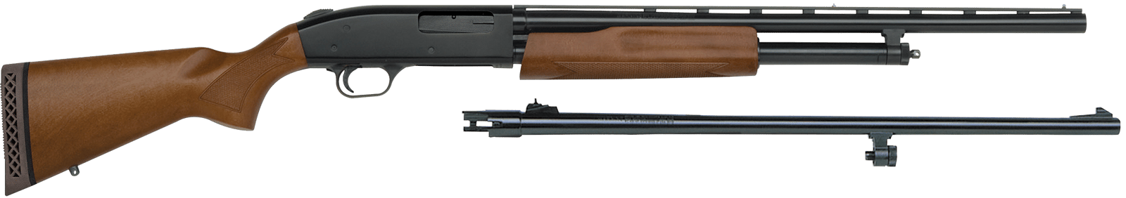 Mossberg 54188 500 Bantam Combo Youth 20 Gauge Pump 3" 5+1 Blued 22" Vent Rib/24" Fully-Rifled Barrels, Blued Steel Receiver, Fixed Wood Stock, Right Hand, Accu-Set Full Rifled Bore Choke