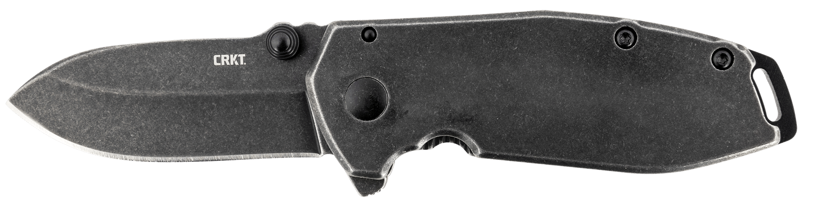 CRKT 2493 SQUID Assisted 2.37" Folding Drop Point Plain Black Stonewashed 8Cr14MoV SS Blade/Black Stonewashed Stainless Steel Handle Includes Pocket Clip