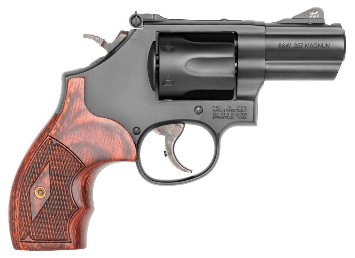 Smith & Wesson 13323 Model 19 Performance Center Carry Comp 357 Mag or 38 S&W Spl +P Blued Carbon Steel 2.50" PowerPort  Barrel, 6rd Cylinder & K-Frame, Tritium Front Night Sight, Custom Wood Grip