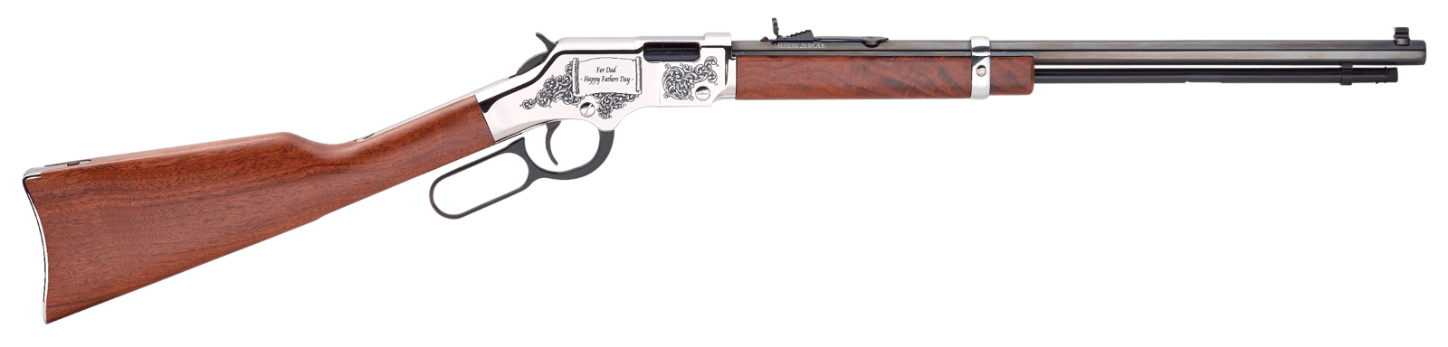 Henry H004SFD Golden Boy Fathers Day Full Size 22 Long/22 LR/22 Short, 16 LR/21 Short, 20" Blued Octagon Barrel Nickel-Plated Steel Receiver American Walnut Right Hand