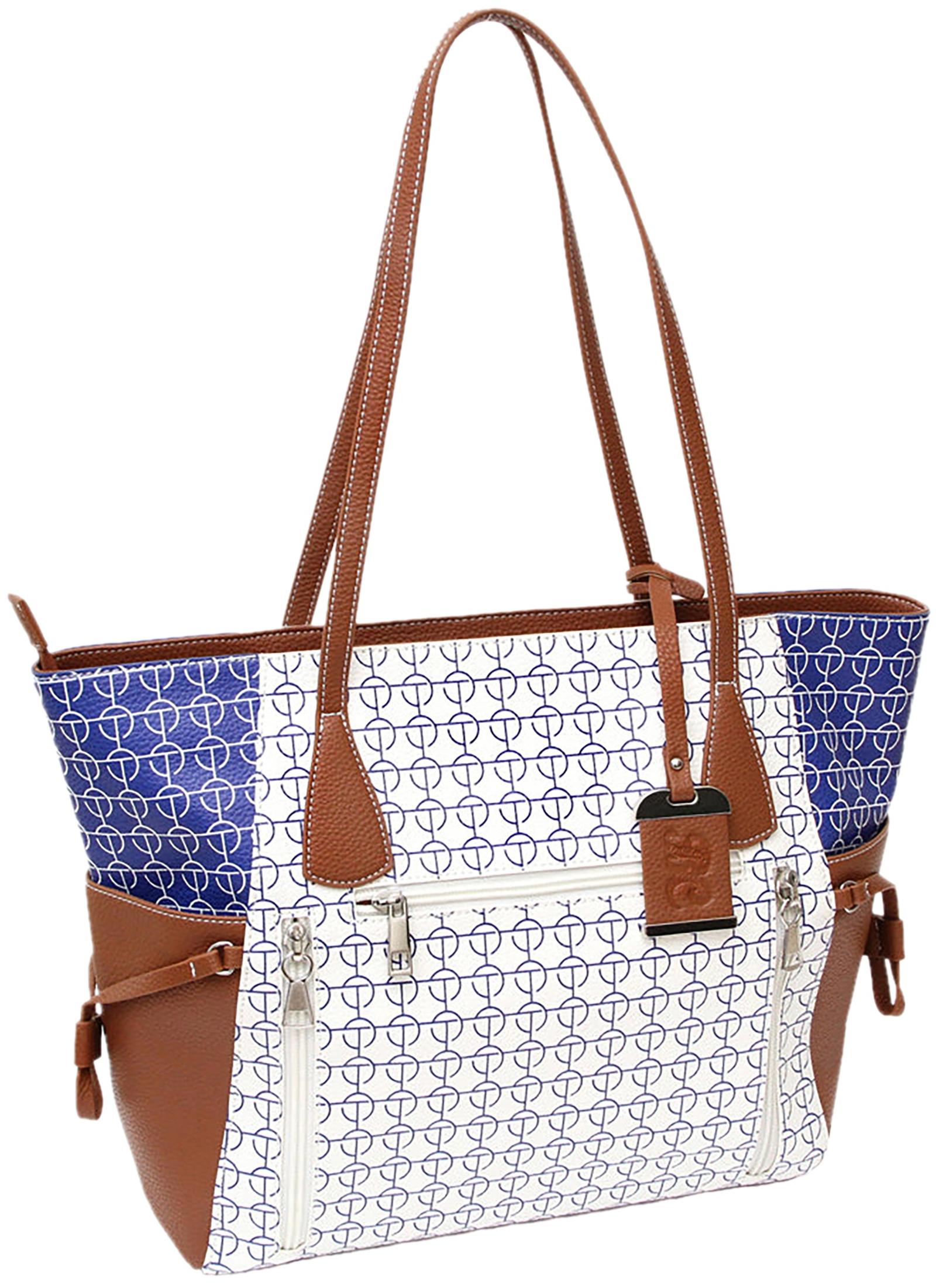 BDOG BDP-086     TOTE STYLE PURSE W/HLSTR  WHT/BLU