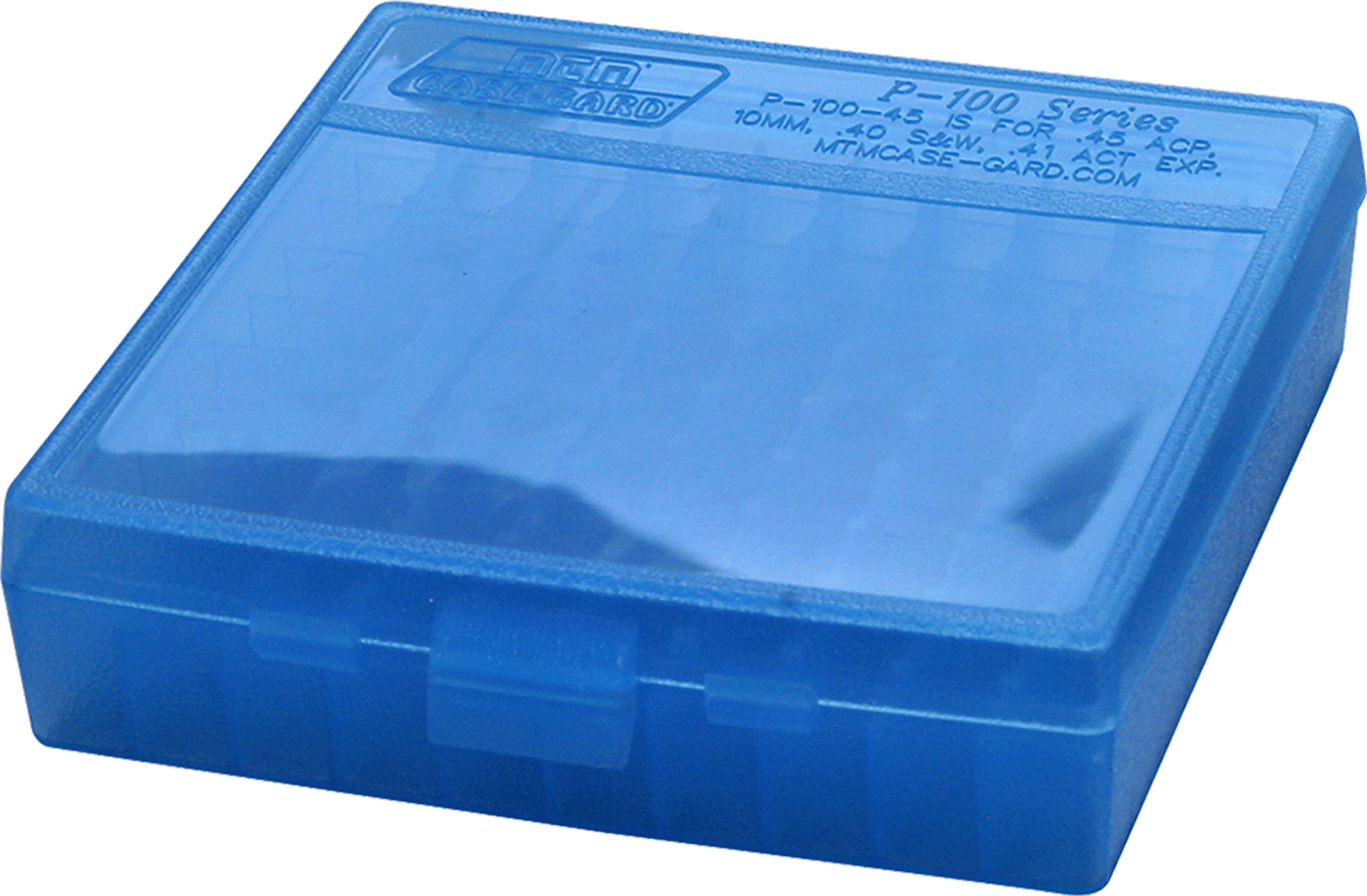 MTM Case-Gard P1004524 Case-Gard P-100 Multi-Caliber Handgun Clear Blue Polypropylene 100rd
