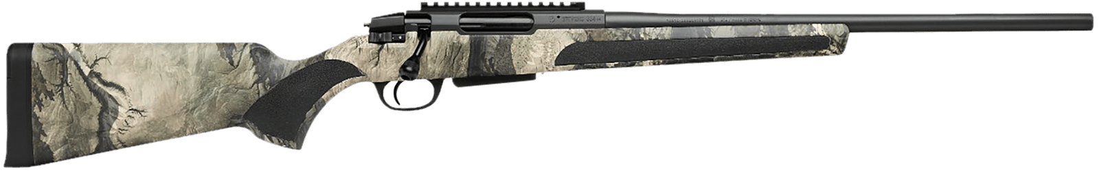 Stevens 19456 334 Bolt Action 243 Win 3+1 20" Camo/Dark Gray Carbon Steel Receiver Integrated Recoil Lug Ergonomic/Recoil Pad  Synthetic Stock Picatinny Rail Right Hand